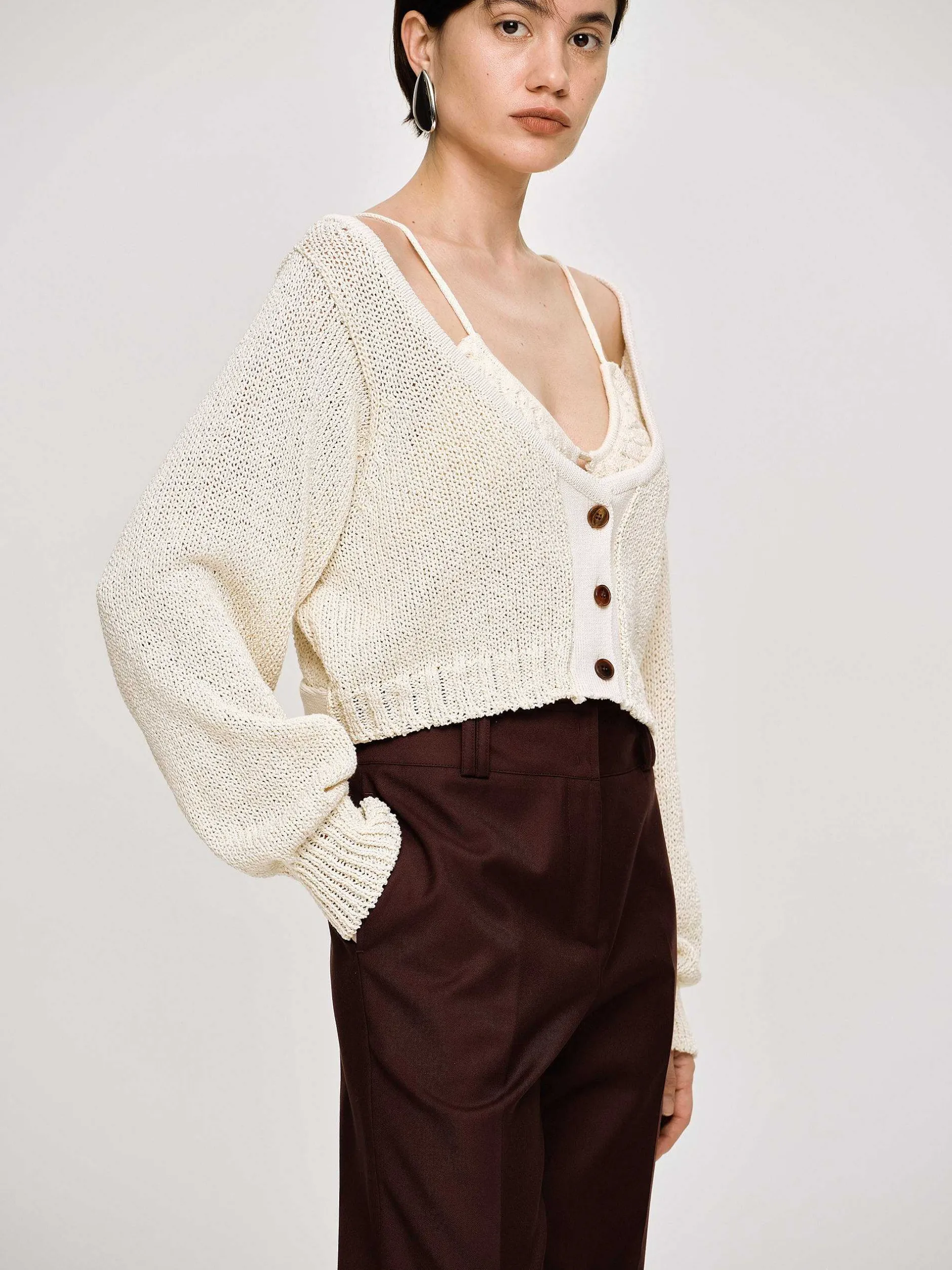 Knitwear-Source Unknown Scoop Neck Knit, Almond