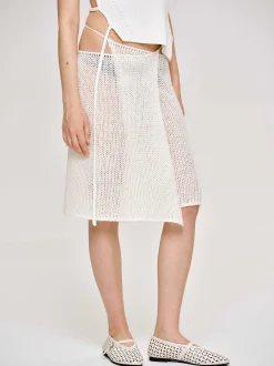 Bottoms-Source Unknown Semi-Sheer Knit Skirt, Birch