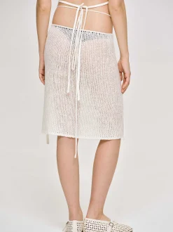 Knitwear-Source Unknown Semi-Sheer Knit Skirt, Birch