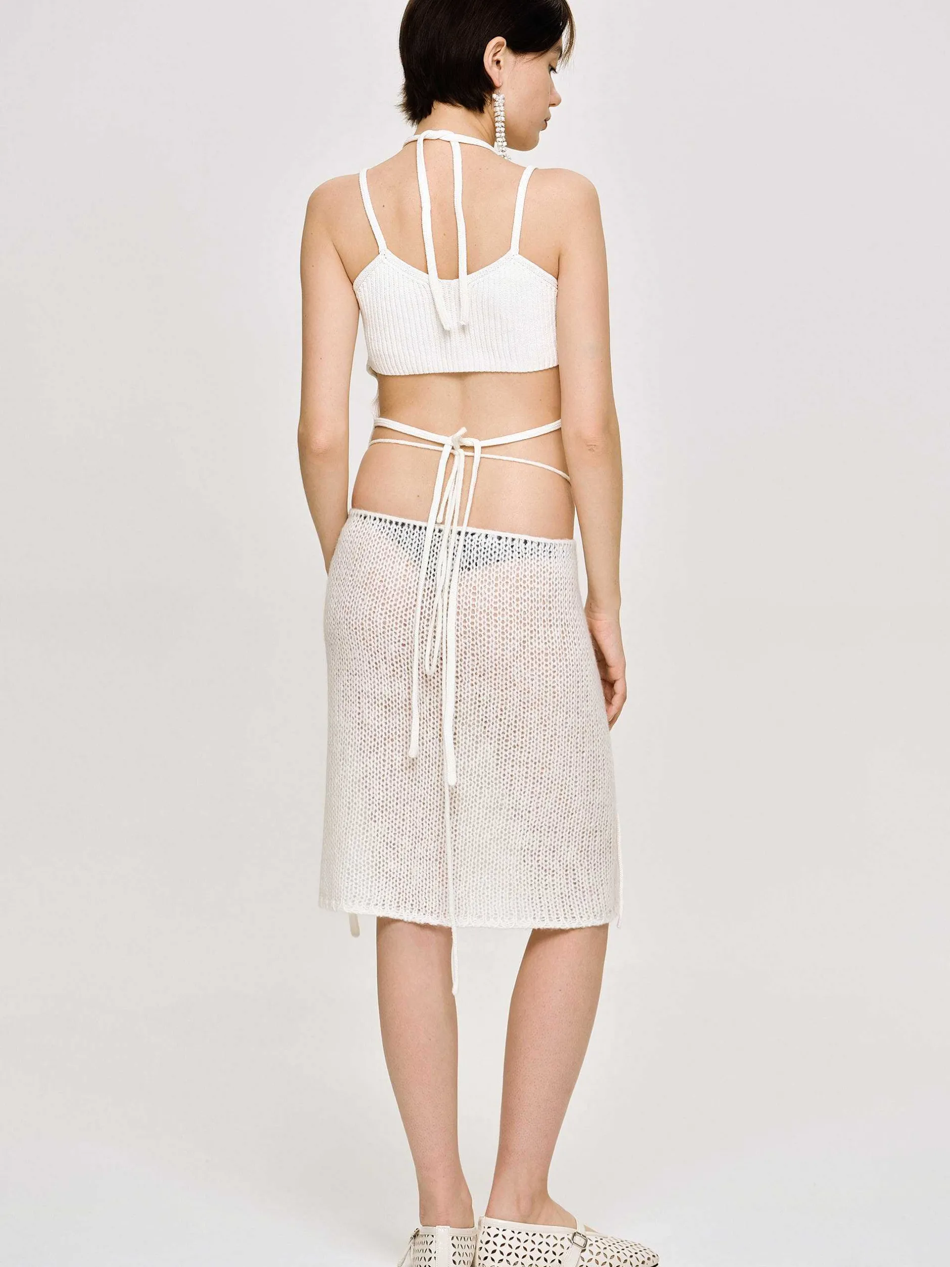 Co-Ords-Source Unknown Semi-Sheer Knit Skirt, Birch