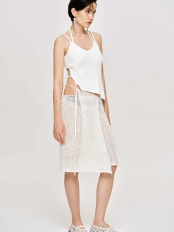 Co-Ords-Source Unknown Semi-Sheer Knit Skirt, Birch