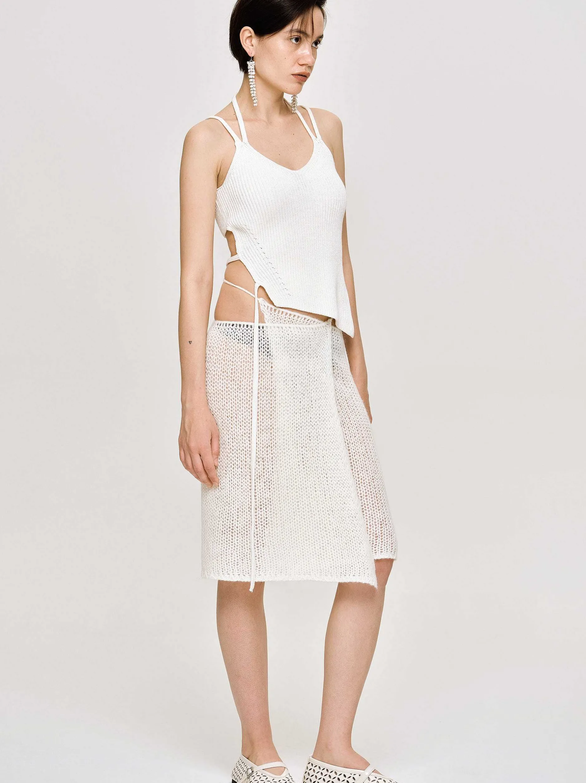Co-Ords-Source Unknown Semi-Sheer Knit Skirt, Birch