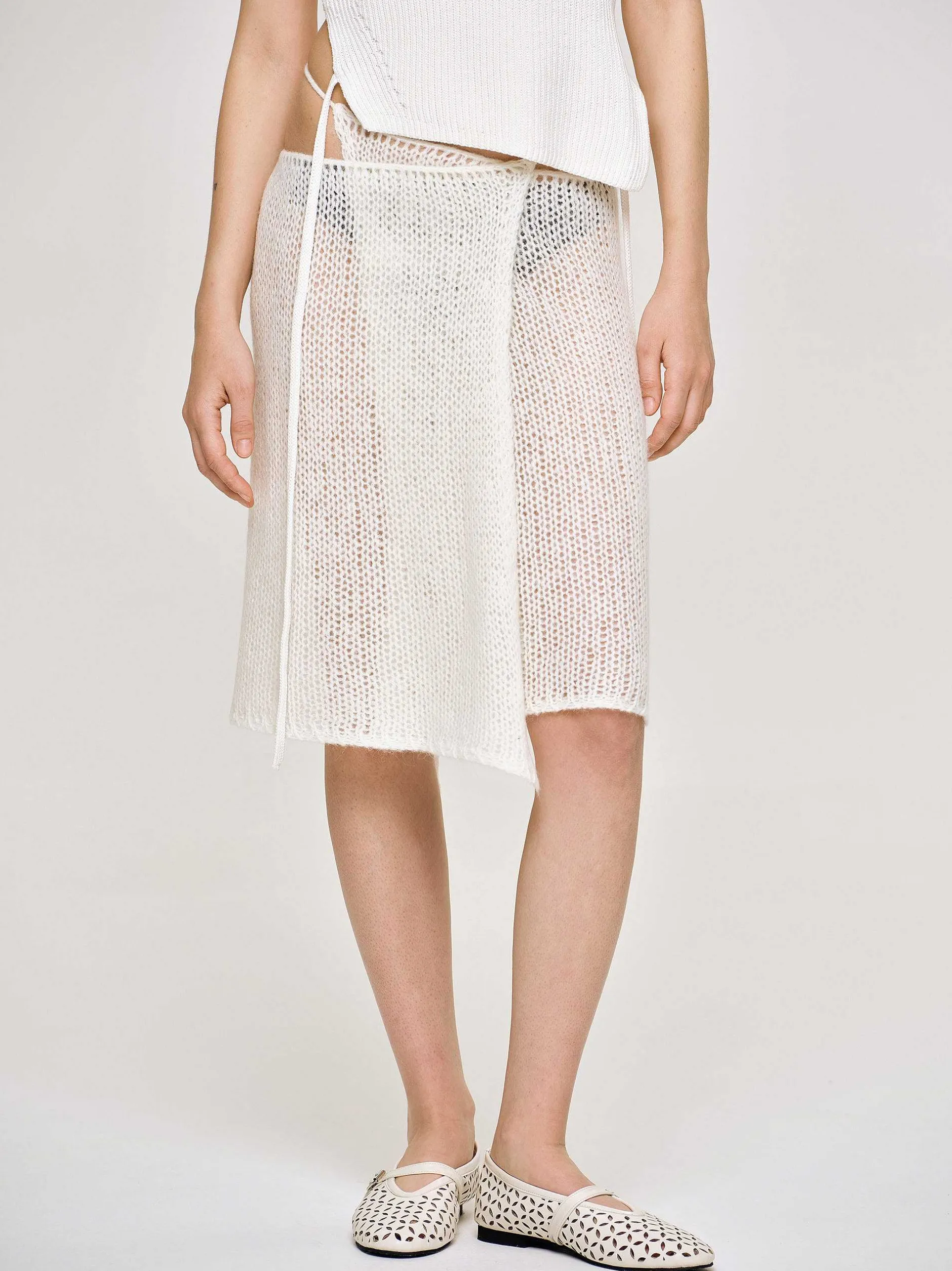 Co-Ords-Source Unknown Semi-Sheer Knit Skirt, Birch