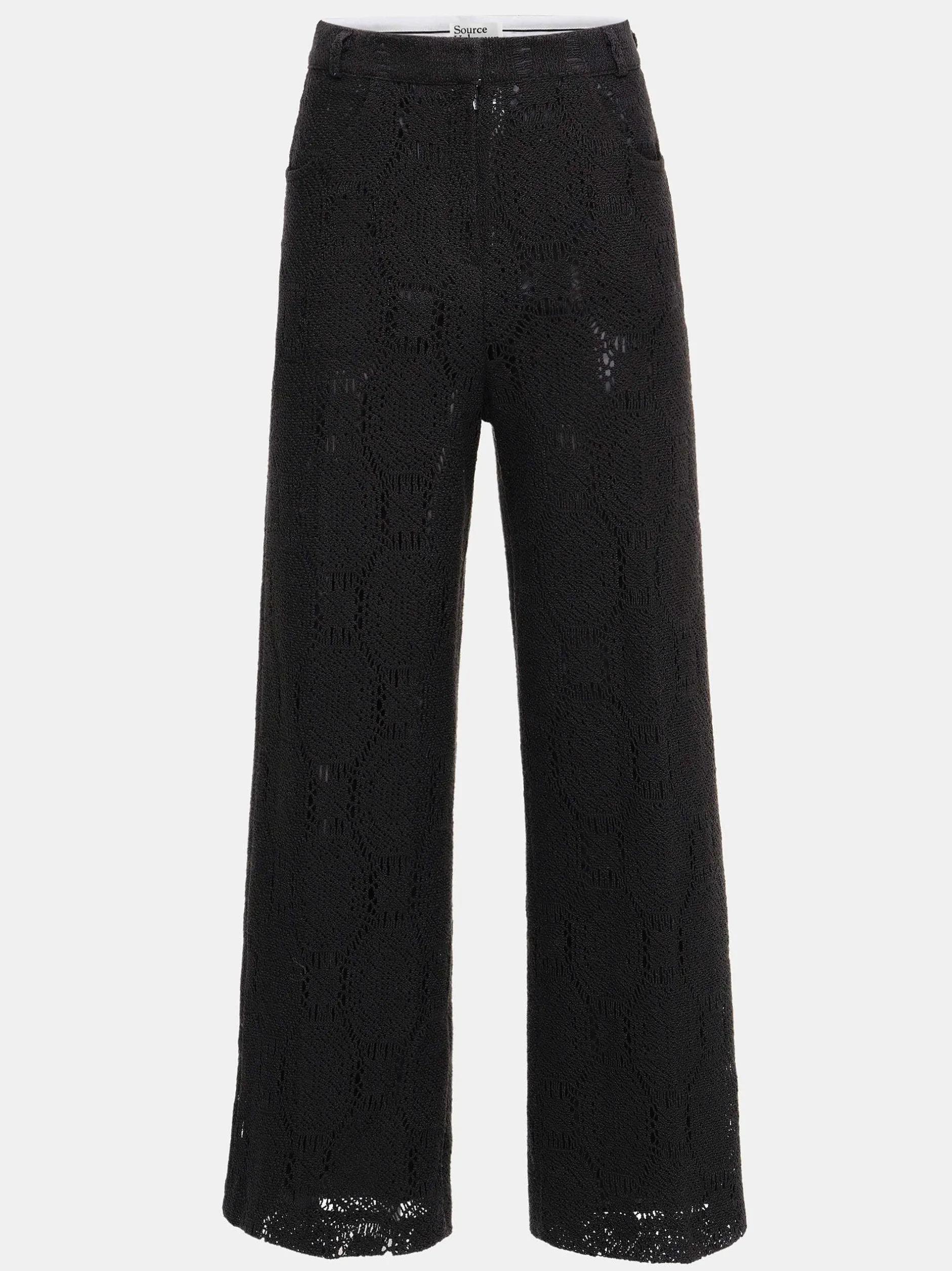 Bottoms-Source Unknown Sevilla Crochet Wide Trousers, Black