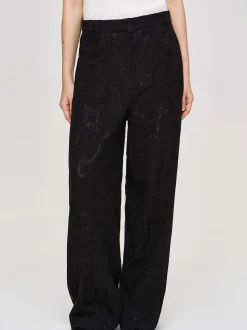 Bottoms-Source Unknown Sevilla Crochet Wide Trousers, Black