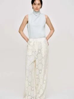 Clothing-Source Unknown Sevilla Crochet Wide Trousers, Ecru