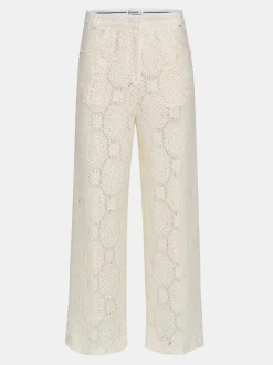 Clothing-Source Unknown Sevilla Crochet Wide Trousers, Ecru