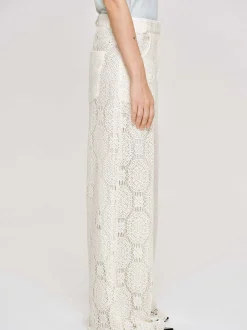 Clothing-Source Unknown Sevilla Crochet Wide Trousers, Ecru