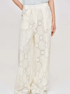 Clothing-Source Unknown Sevilla Crochet Wide Trousers, Ecru