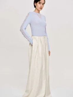 Clothing-Source Unknown Sheer Sleeve Knit, Sky Blue