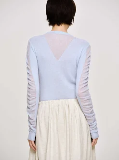 Clothing-Source Unknown Sheer Sleeve Knit, Sky Blue