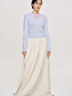 Clothing-Source Unknown Sheer Sleeve Knit, Sky Blue