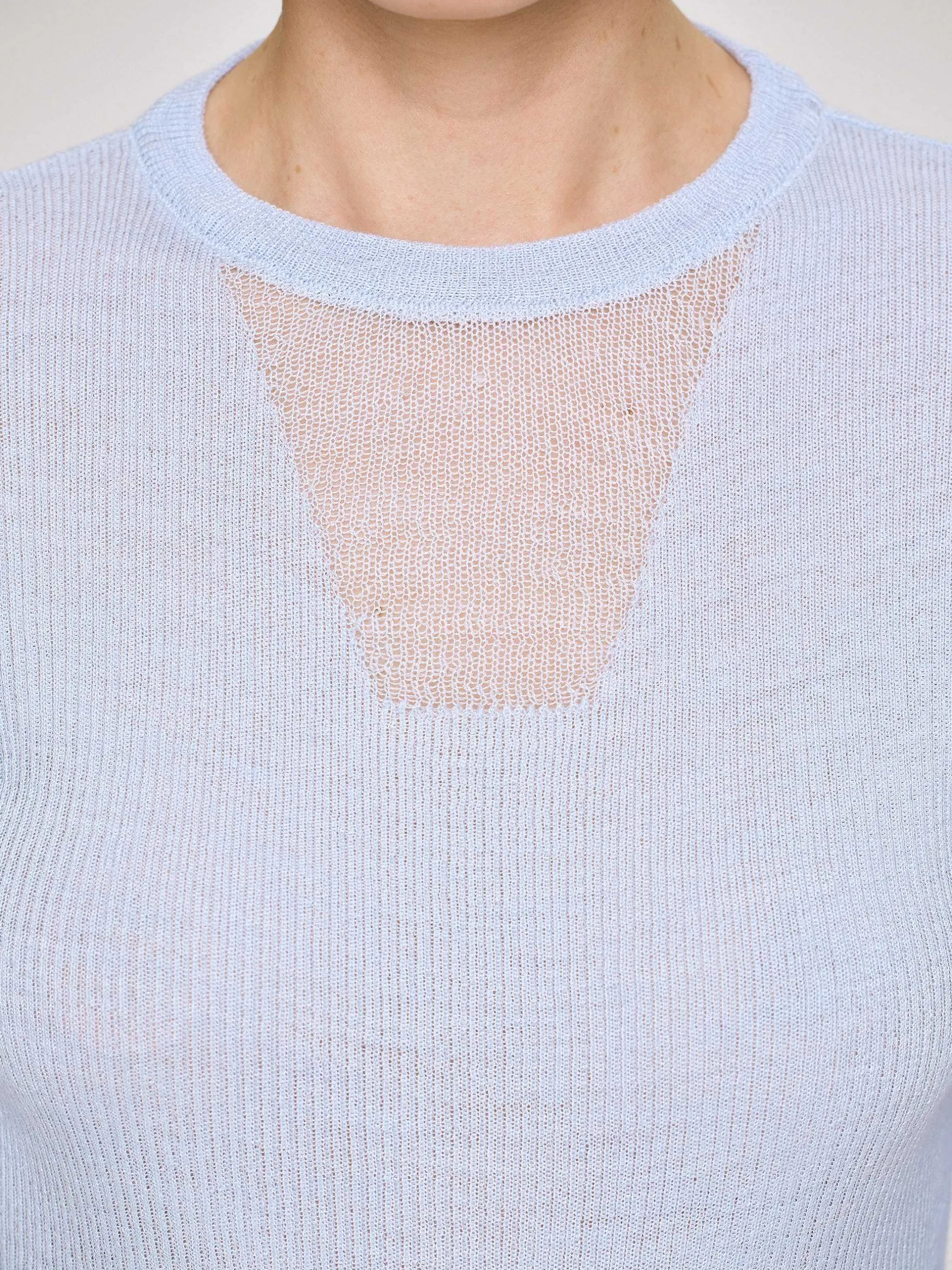 Clothing-Source Unknown Sheer Sleeve Knit, Sky Blue