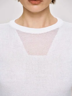 Clothing-Source Unknown Sheer Sleeve Knit, White