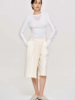 Knitwear-Source Unknown Sheer Sleeve Knit, White
