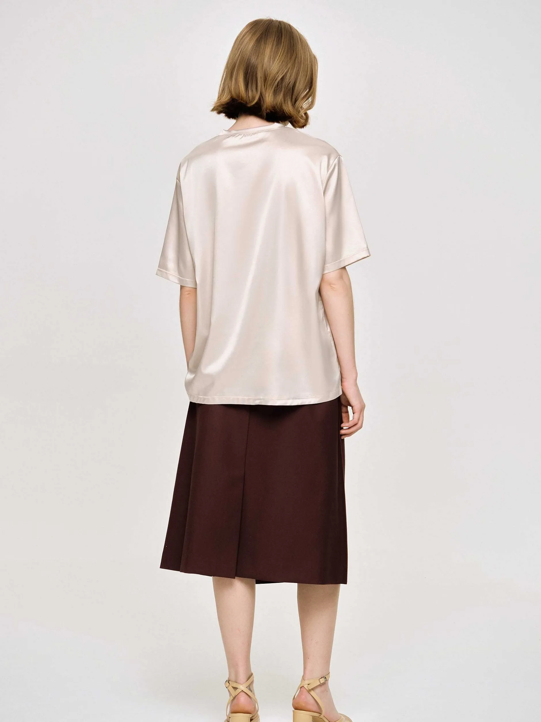 Accessories-Source Unknown Silky Satin T-Shirt, Pink