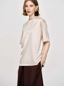 Accessories-Source Unknown Silky Satin T-Shirt, Pink