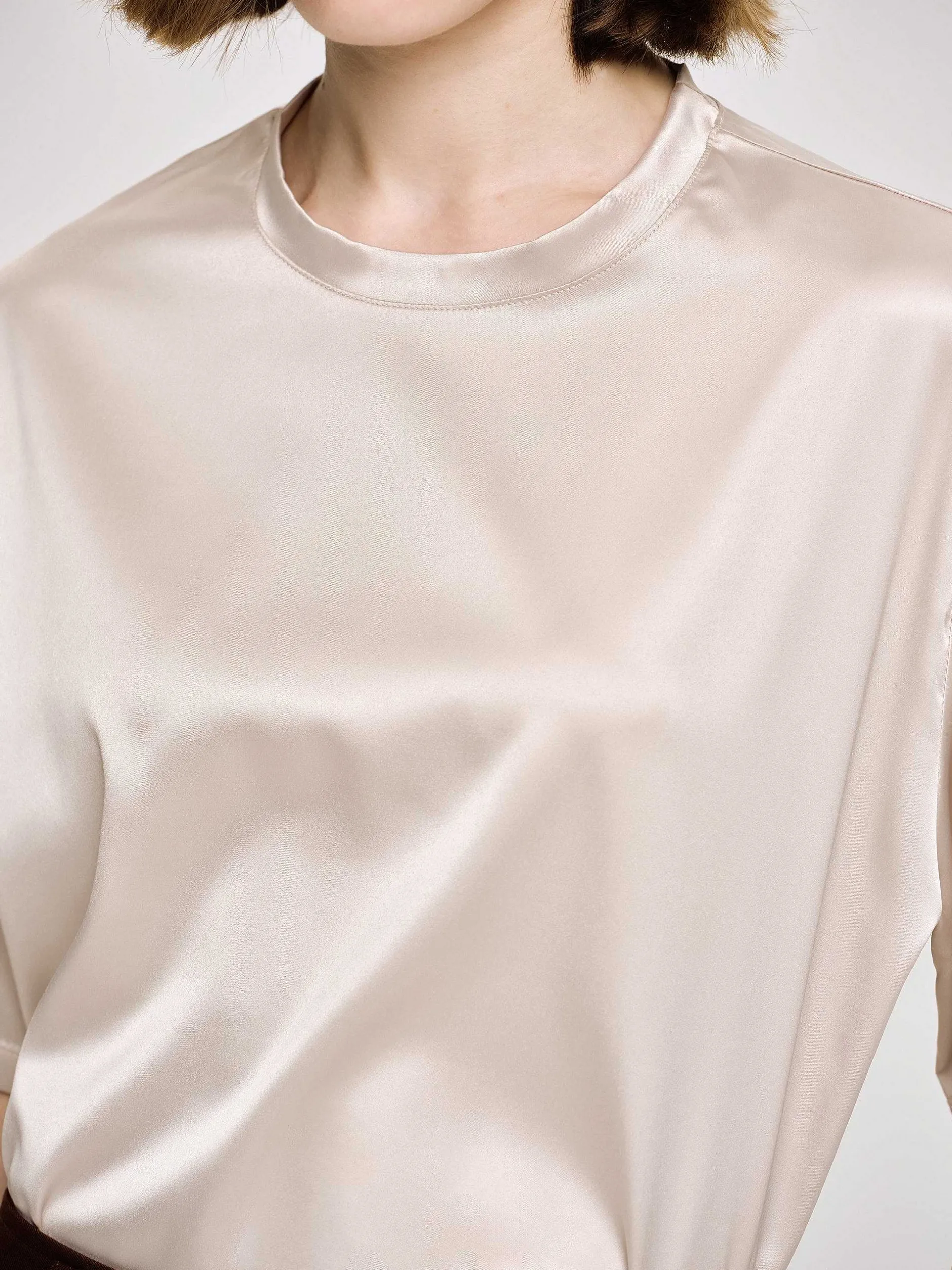 Accessories-Source Unknown Silky Satin T-Shirt, Pink