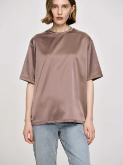 Accessories-Source Unknown Silky Satin T-Shirt, Red Bean