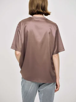 Accessories-Source Unknown Silky Satin T-Shirt, Red Bean