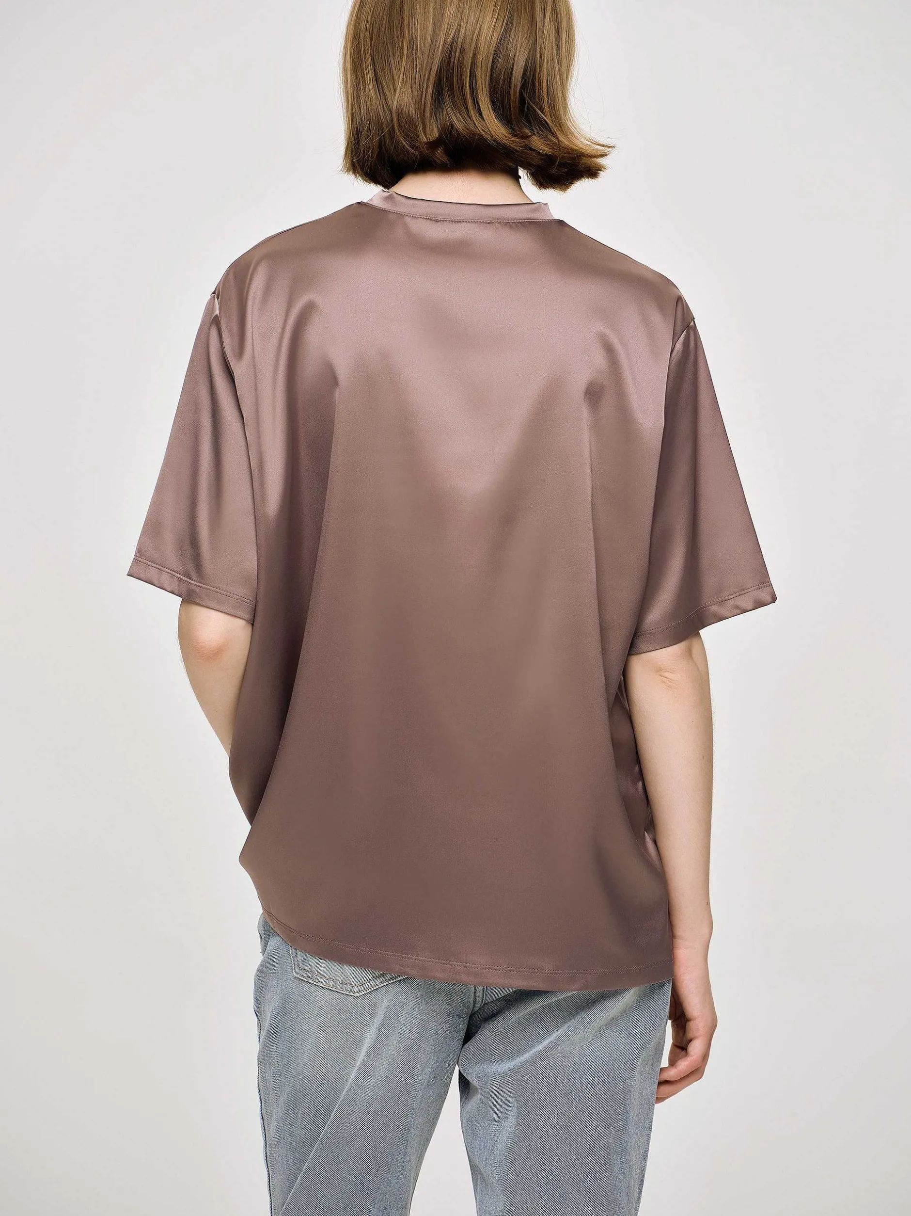 Accessories-Source Unknown Silky Satin T-Shirt, Red Bean