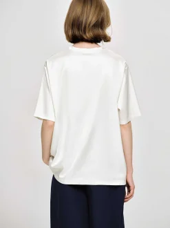 Accessories-Source Unknown Silky Satin T-Shirt, White