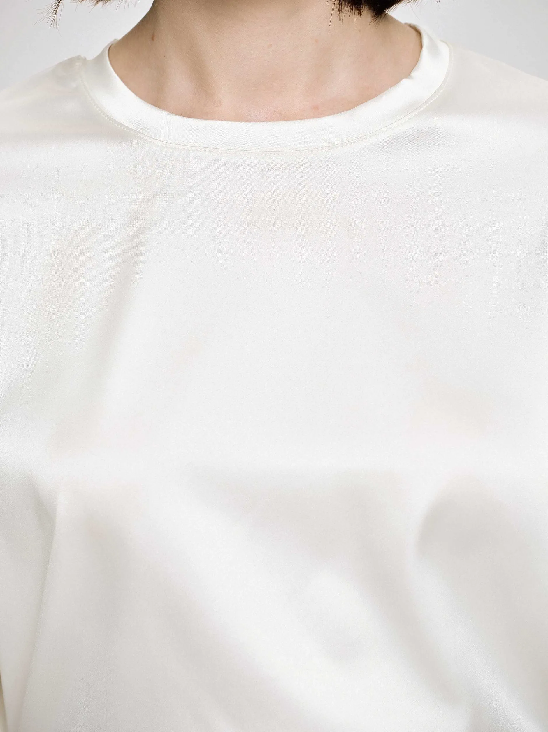 Accessories-Source Unknown Silky Satin T-Shirt, White