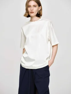 Accessories-Source Unknown Silky Satin T-Shirt, White