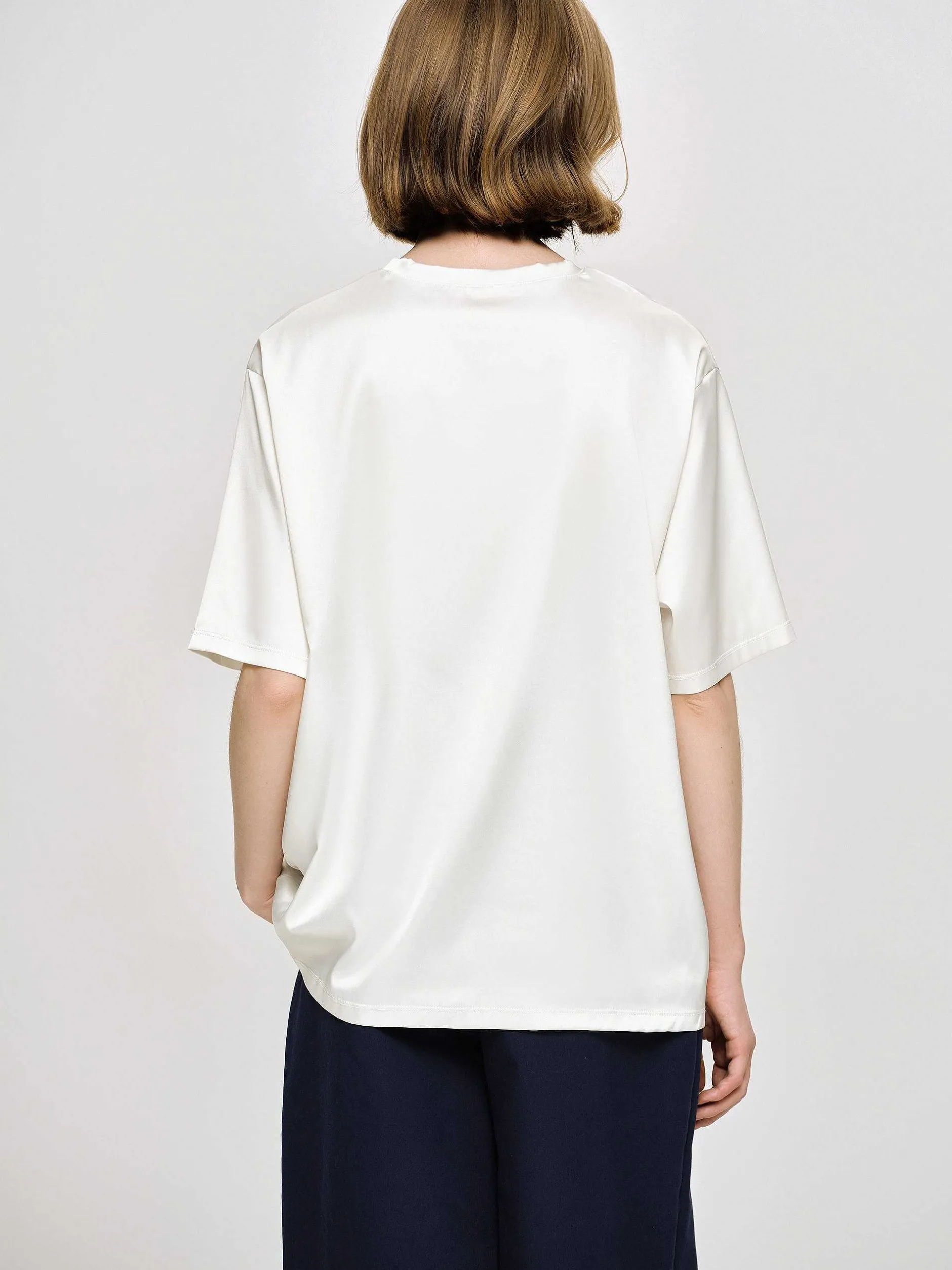 Accessories-Source Unknown Silky Satin T-Shirt, White