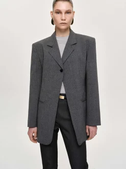 Outerwear-Source Unknown Single-Button Blazer, Charcoal