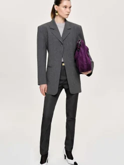 Clothing-Source Unknown Single-Button Blazer, Charcoal