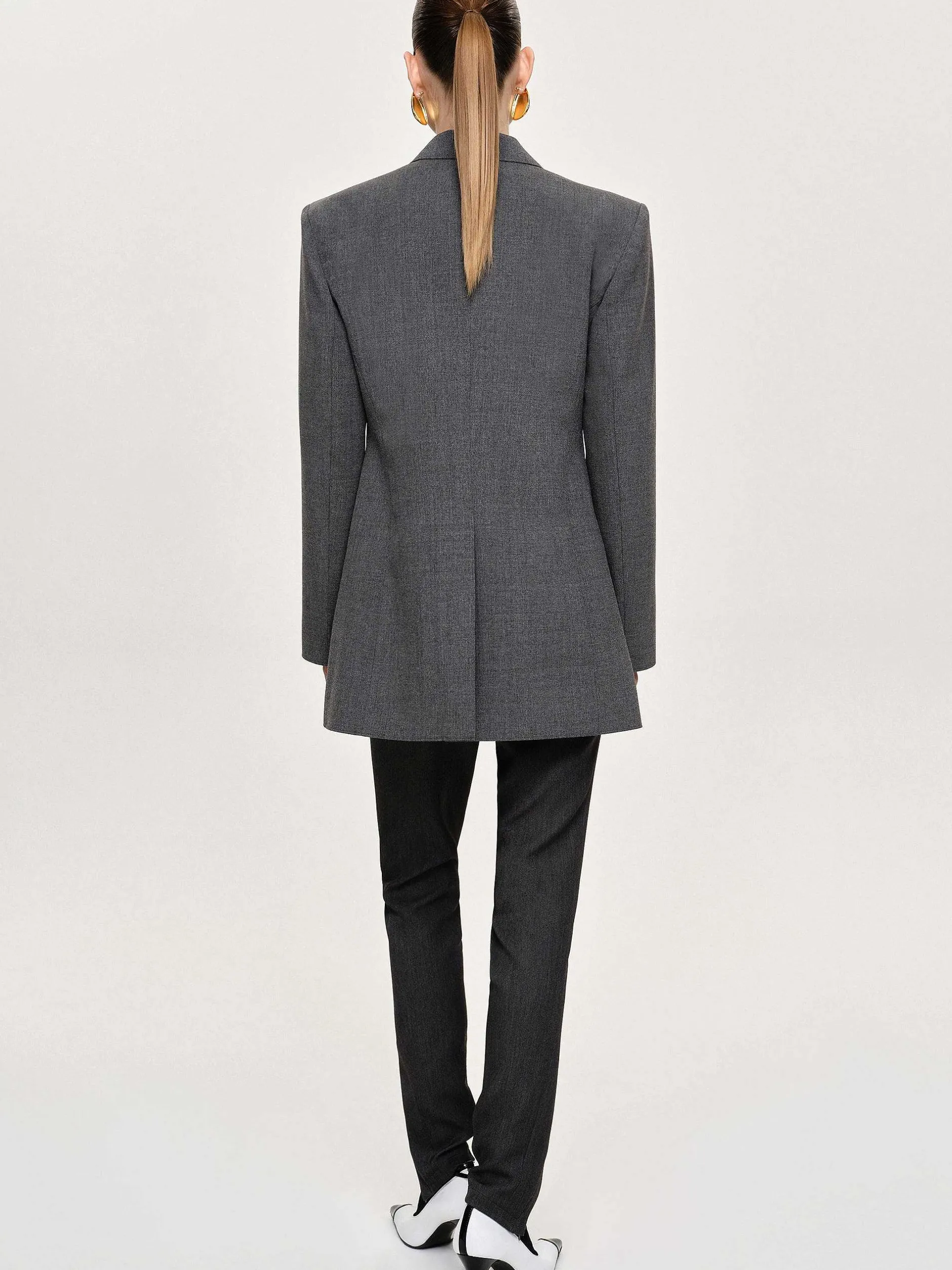 Clothing-Source Unknown Single-Button Blazer, Charcoal