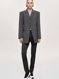 Clothing-Source Unknown Single-Button Blazer, Charcoal