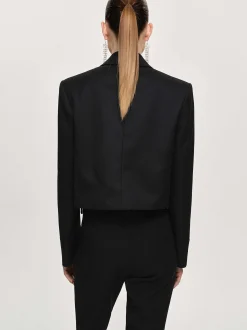 Accessories-Source Unknown Sisilia Bow Cropped Blazer, Black