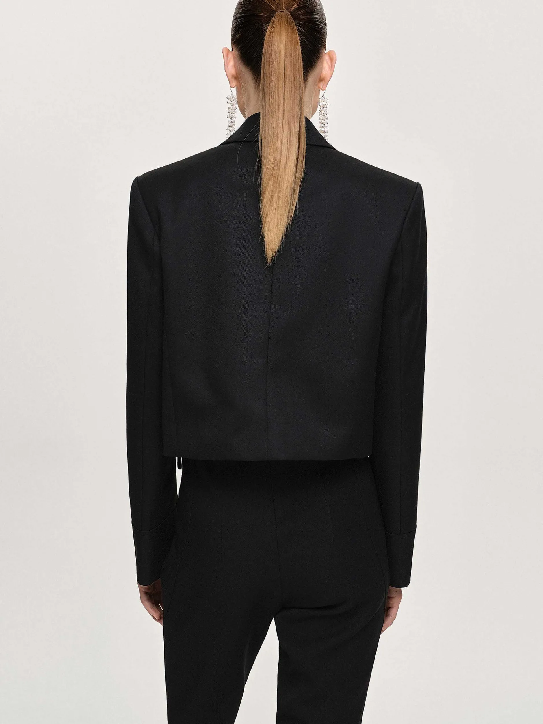 Accessories-Source Unknown Sisilia Bow Cropped Blazer, Black