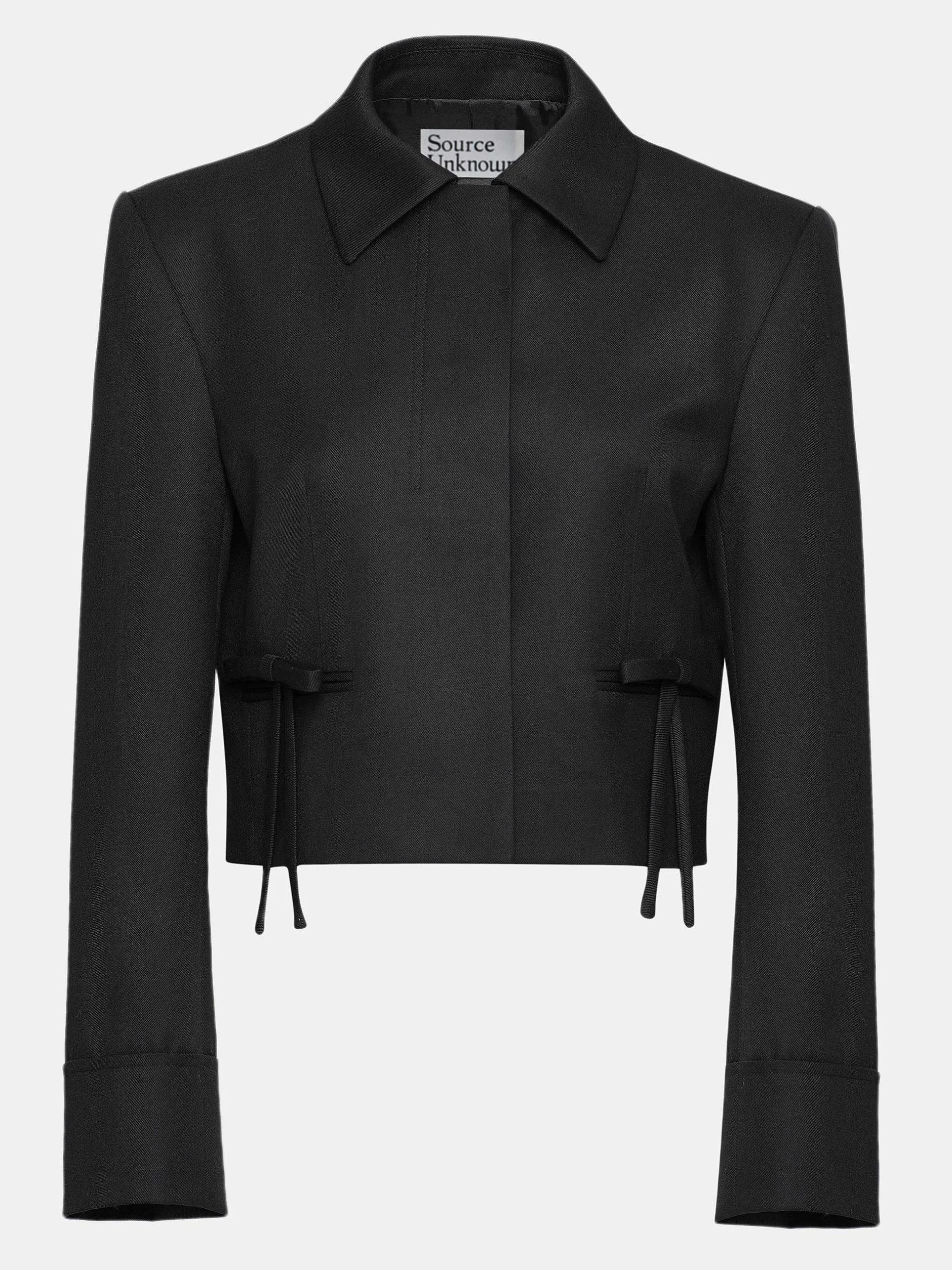 Accessories-Source Unknown Sisilia Bow Cropped Blazer, Black