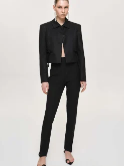 Accessories-Source Unknown Sisilia Bow Cropped Blazer, Black