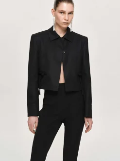 Accessories-Source Unknown Sisilia Bow Cropped Blazer, Black