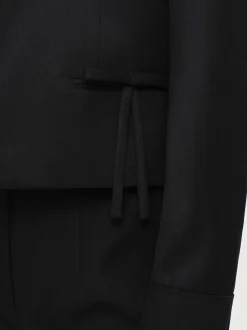Accessories-Source Unknown Sisilia Bow Cropped Blazer, Black