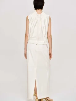 Accessories-Source Unknown Sleeveless Leather Top, Ivory