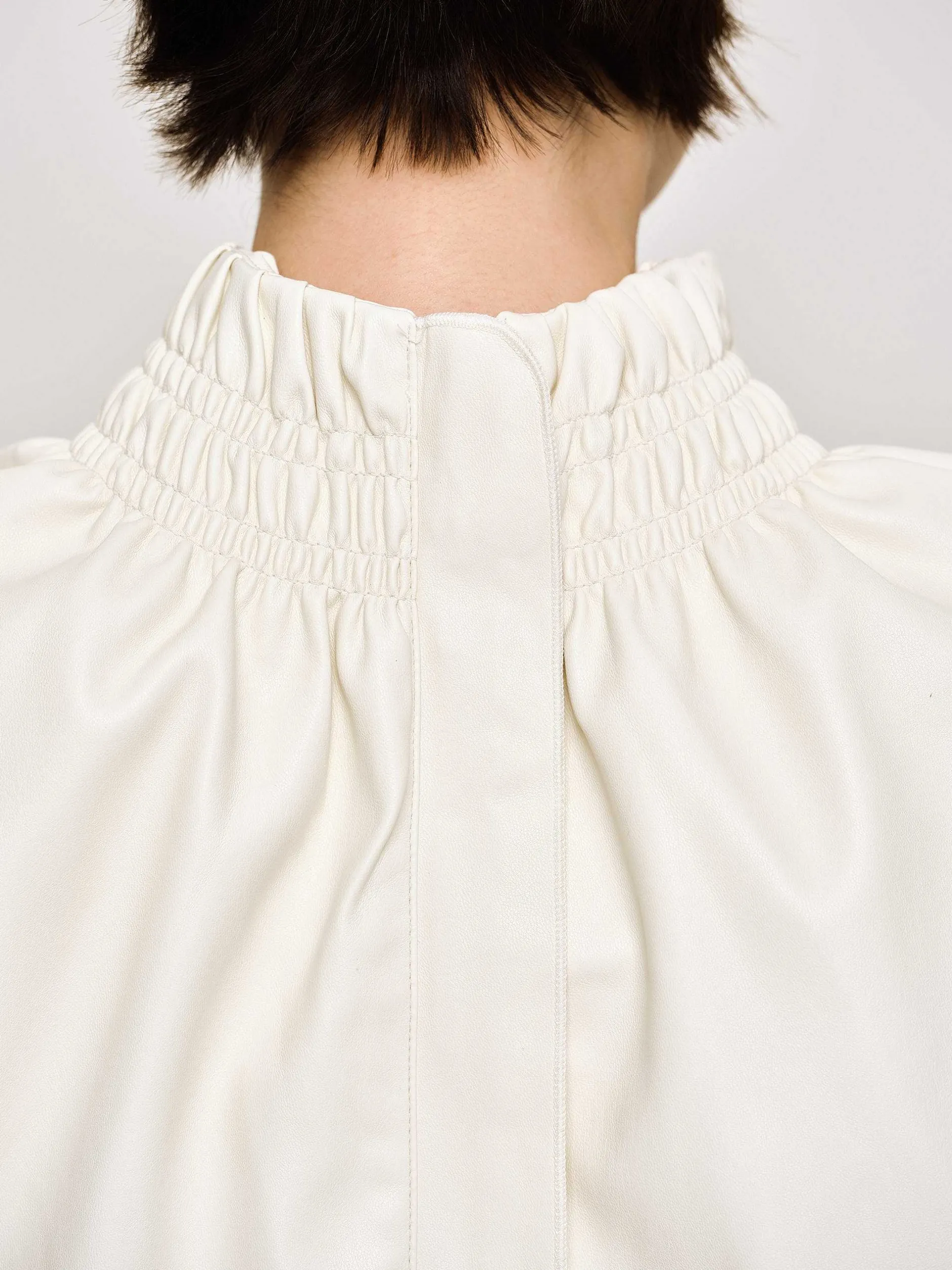 Accessories-Source Unknown Sleeveless Leather Top, Ivory