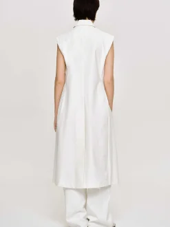 Clothing-Source Unknown Sleeveless Long Blazer, White