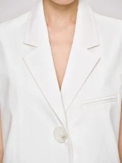 Outerwear-Source Unknown Sleeveless Long Blazer, White