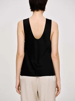 Accessories-Source Unknown Sleeveless Satin Top, Black