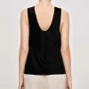 Accessories-Source Unknown Sleeveless Satin Top, Black