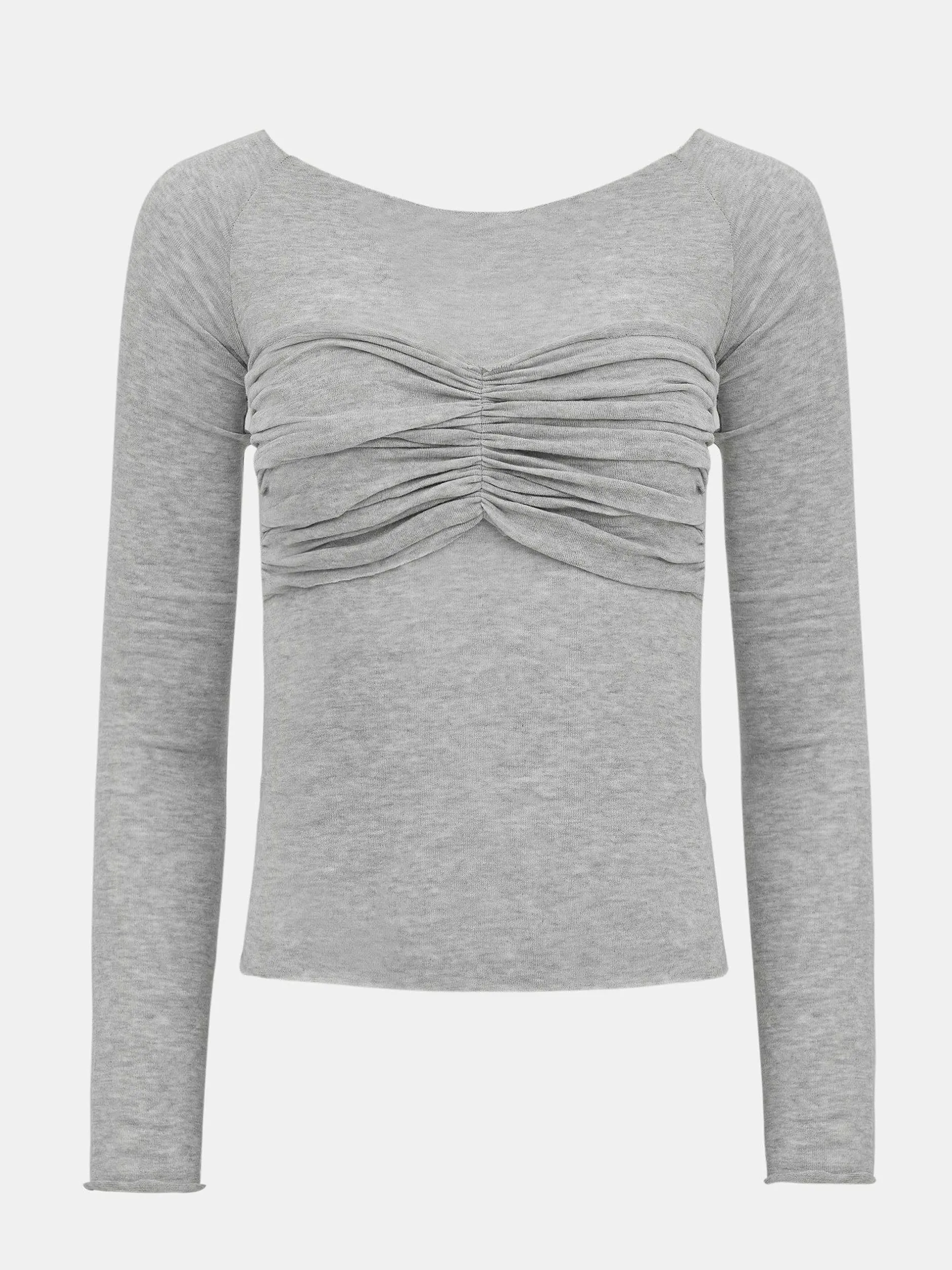 Clothing-Source Unknown Slim Bustier Jersey Tee, Mist Grey