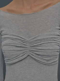 Clothing-Source Unknown Slim Bustier Jersey Tee, Mist Grey