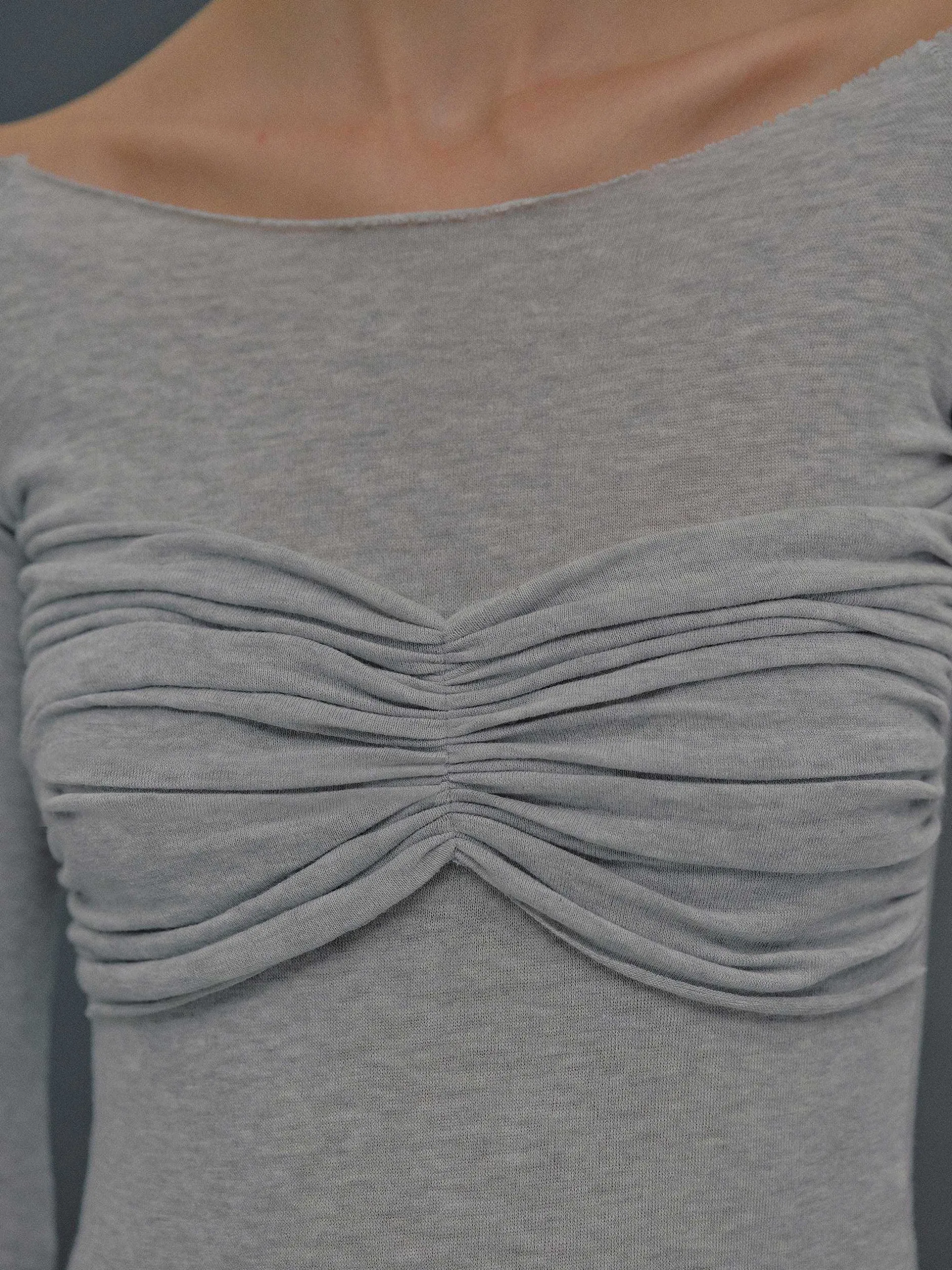 Clothing-Source Unknown Slim Bustier Jersey Tee, Mist Grey