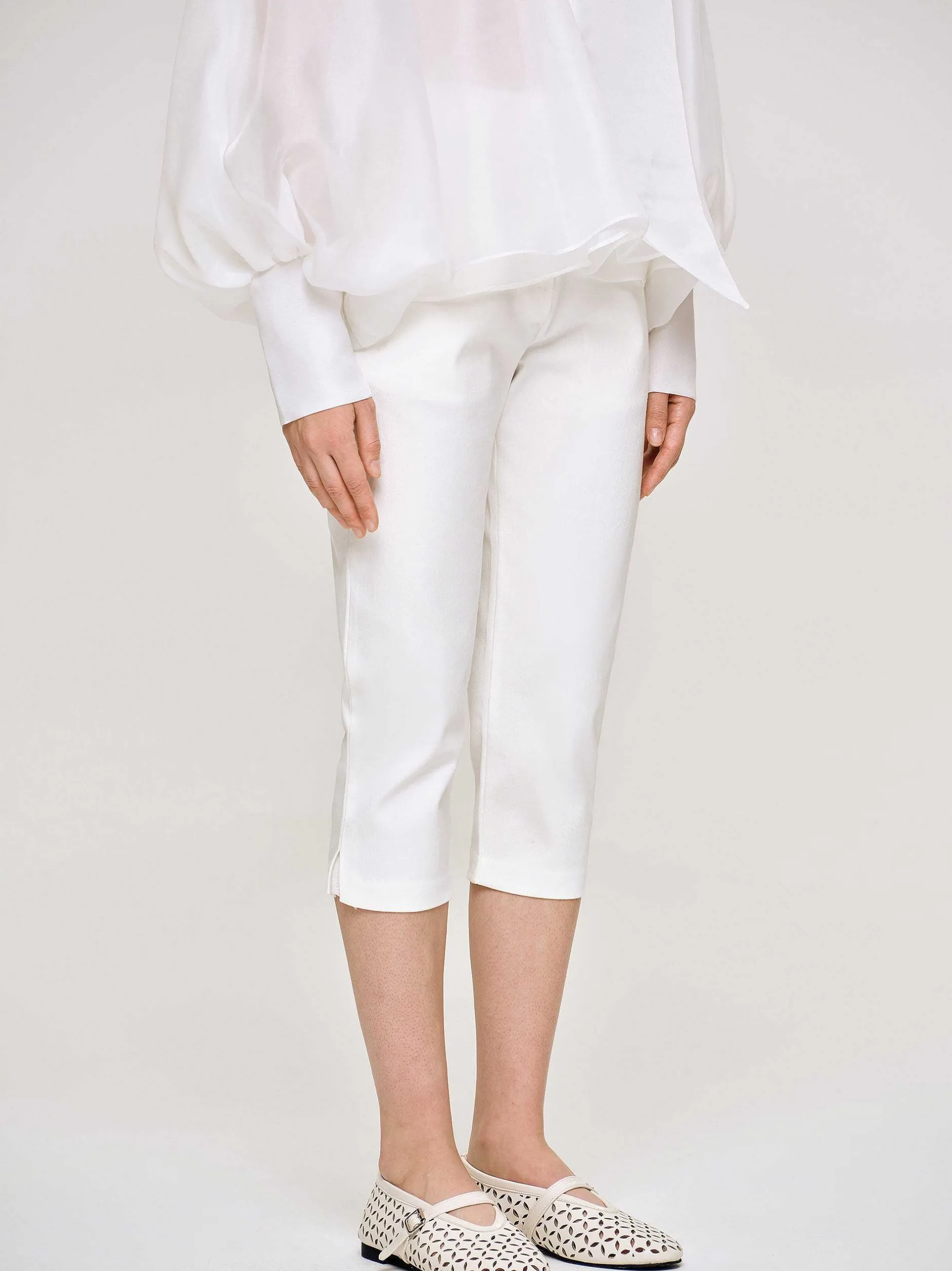 Clothing-Source Unknown Slim Capri Pants, White