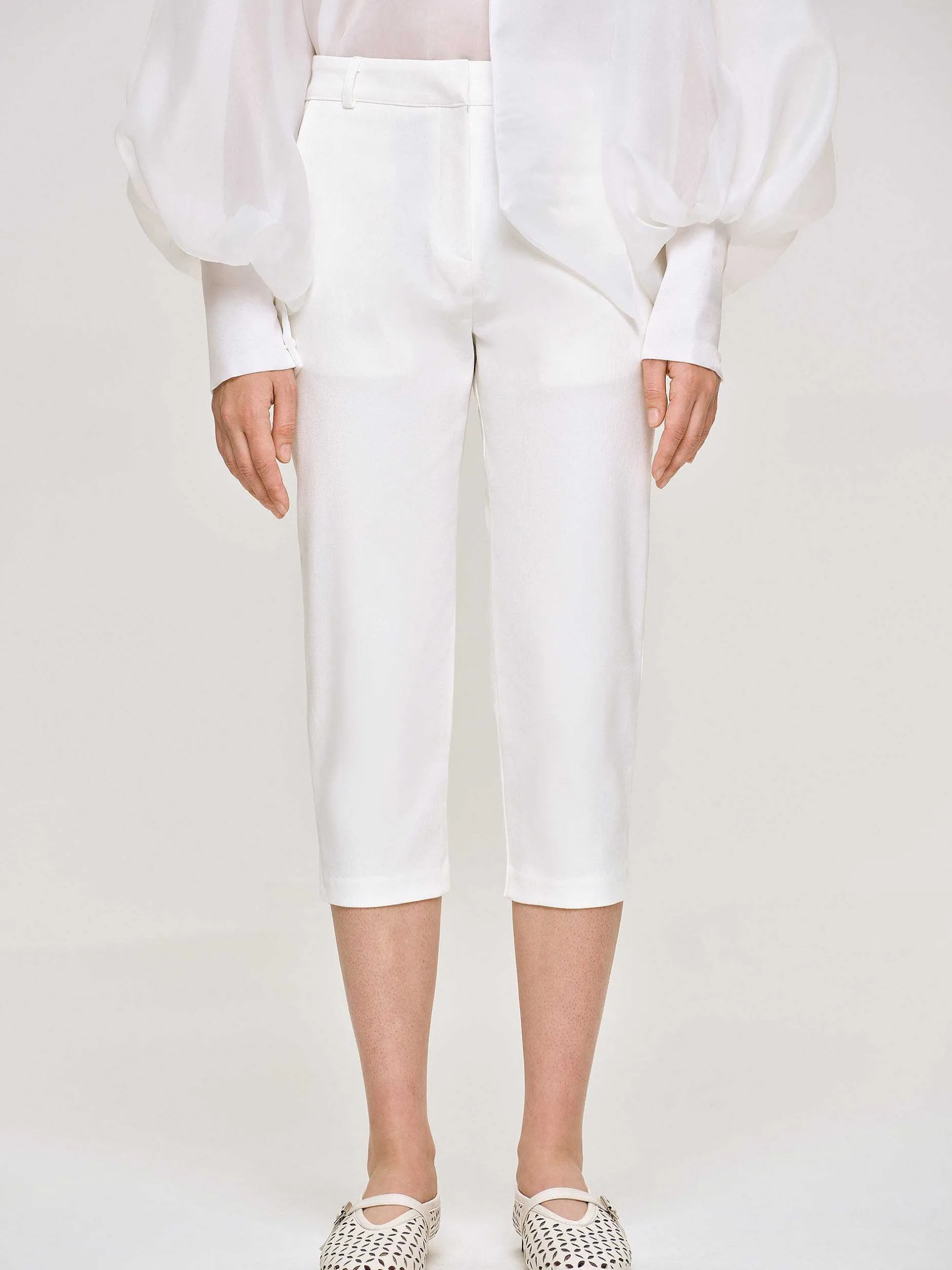 Clothing-Source Unknown Slim Capri Pants, White